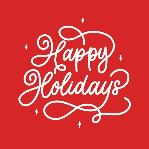 Happy Holidays Typographical Lettering Inscription Red Background — Image vectorielle