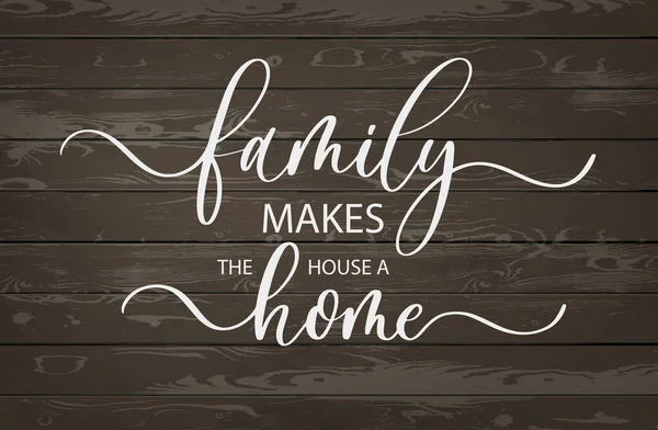 La famille fait de la maison un foyer. Affiche inscription calligraphie moderne. — Image vectorielle