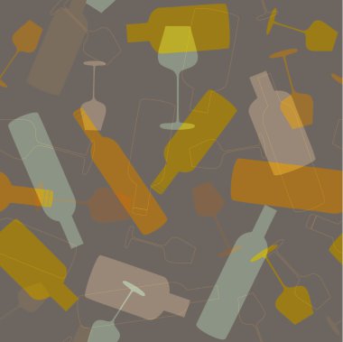 Şarap şişeleri ve gözlük vektör desen