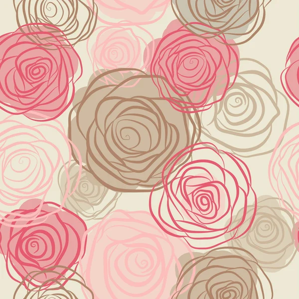 无缝模式与花玫瑰矢量 — 图库矢量图片
