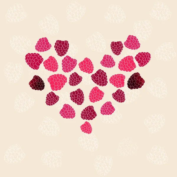 Heart of raspberries in the Valentine's Day vector — Stock Vector