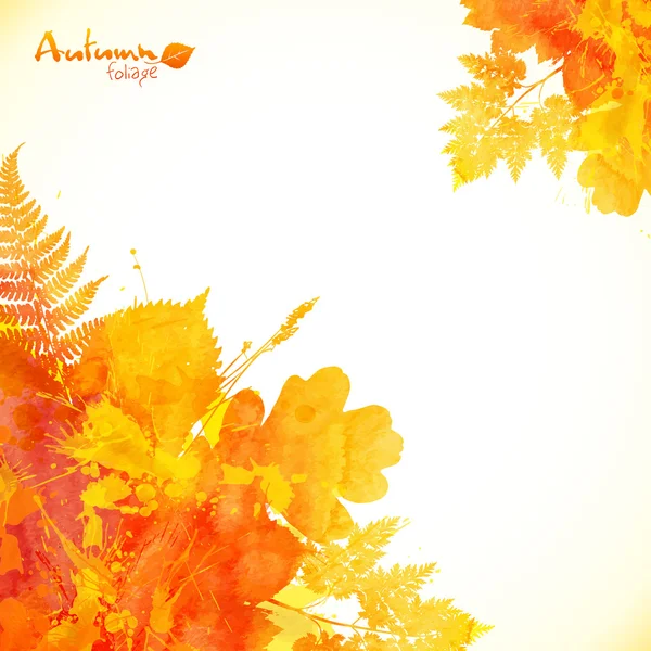 Akvarelem malované podzimní listí vektorové pozadí — Stock fotografie