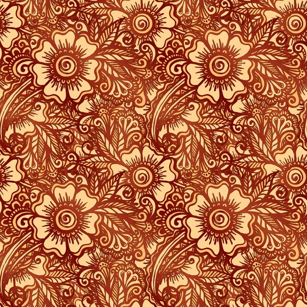 Modèle floral sans couture dessiné à la main dans le style indien mehndi — Image vectorielle