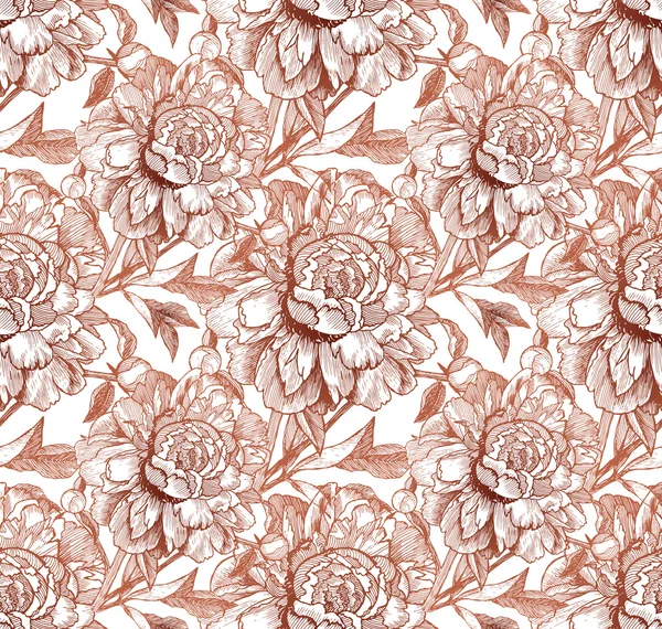 Vintage style vector peony beige seamless pattern — Stock vektor