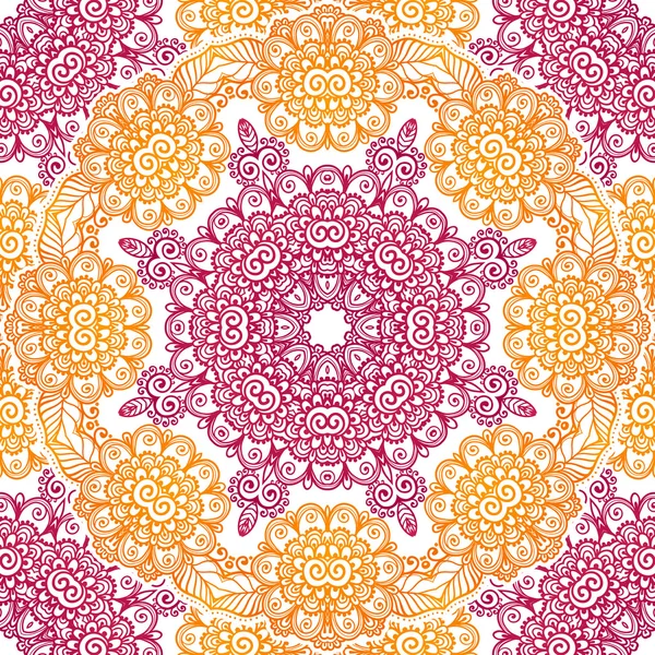 Azulejo patrón sin costura floral rosa y naranja — Archivo Imágenes Vectoriales