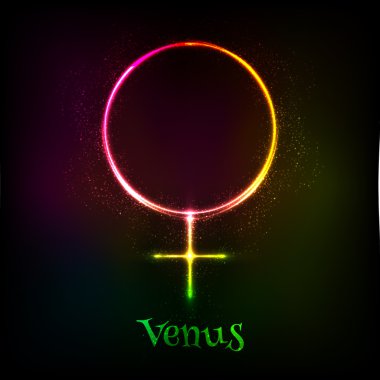 Parlayan Neon ışık Venüs astrolojik sembolü