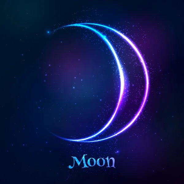 Zodíaco de néon azul brilhante Símbolo de lua — Vetor de Stock