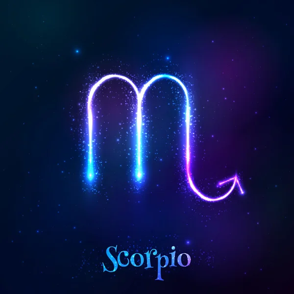 Blue shining cosmic neon zodiac symbol — Stock Vector