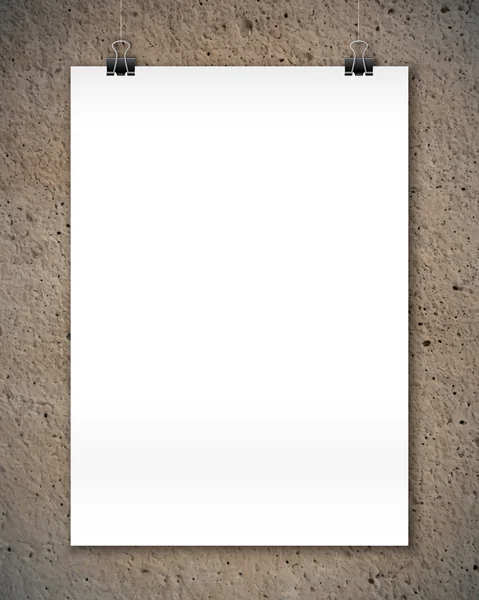 Cartel blanco maqueta en la pared de textura de hormigón estilizado — Vector de stock