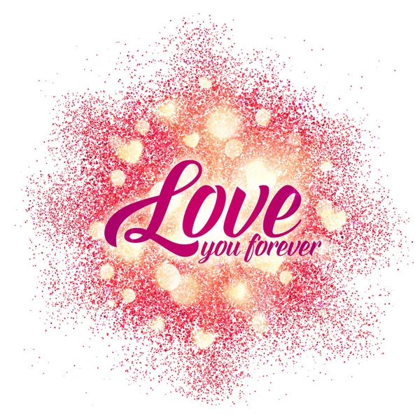 Love you forever sign on shining red glitter background — Stock Vector