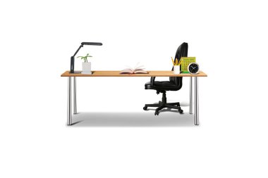 office desk with computer and laptop. 3d illustration