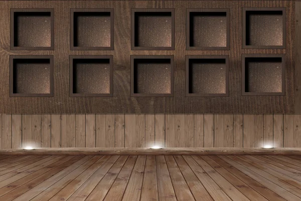 empty room with wooden floor and wall