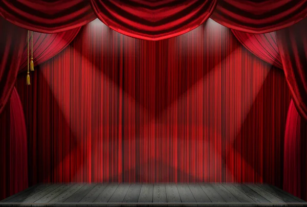 Red Velvet Curtain Spotlight — Stock Photo, Image