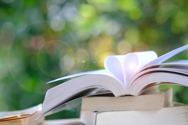 Education Learning Library Stack Piles Book Table Space — Stock Photo, Image