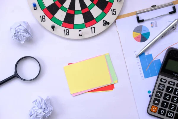 Office equipment on table background and business plan concept