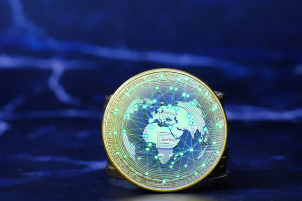 Bitcoin Btc Monede Criptomonede Masă Conceptul Monedei Digitale Bani Digitali — Fotografie, imagine de stoc