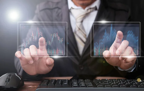 Businessman Analysing Forex Trading Graph Financial Data Finance Analytics Stock — Stock Photo, Image