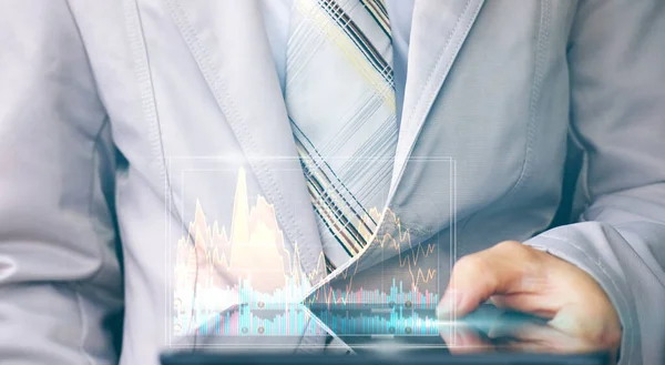 Businessman Analysing Forex Trading Graph Financial Data Finance Analytics Stock — Stock Photo, Image