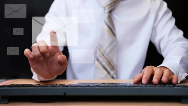 Businessman Using Touch Screen Email Icon — Stock Photo, Image