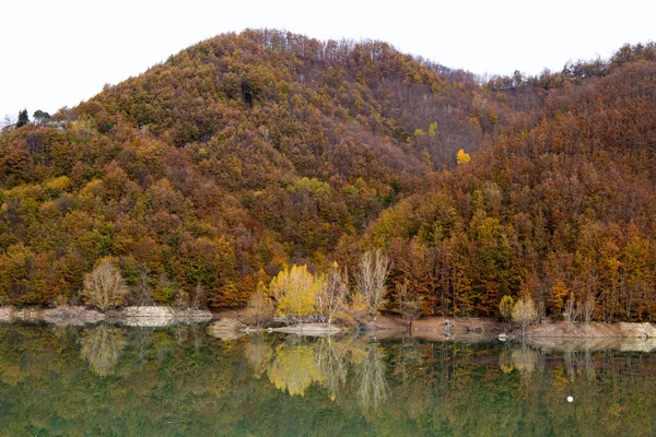 View Lake Brugneto Autumn Province Genoa Antola Park Italy — Stock Photo, Image