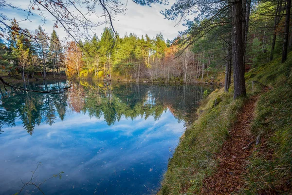 Autumnal Landscape Lame Lake Aveto Regional Natural Park Genoa Province — Stock Photo, Image