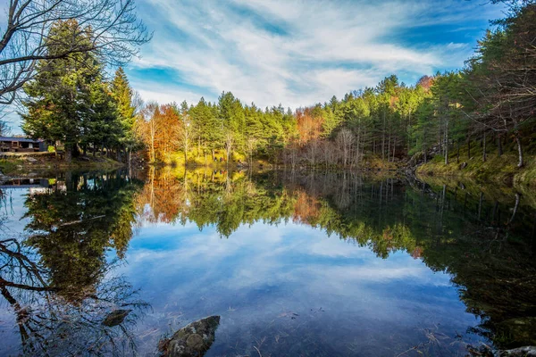 Autumnal Landscape Lame Lake Aveto Regional Natural Park Provincie Genua — Stockfoto