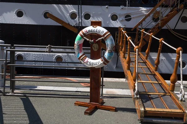 Genoa イタリア 2021年6月17日 イタリアのジェノア港に係留されたイタリアの帆船 アメリゴ ヴェスプッチ — ストック写真