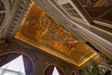 GENOA, İTALYA, 14 EYLÜL 2024 - Angelo Giovanni Spinola Sarayı 'nın muhteşem freskli tavanı