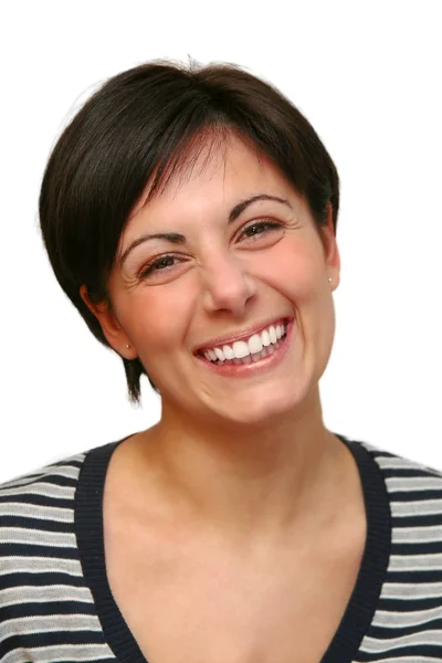 Portret van een jonge vrouw die lacht close-up — Stockfoto