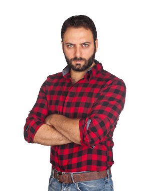 Ekose gömlek ile çalışan