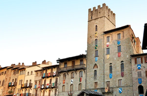 Cofani Brizzolari Pałacu Przy Głównym Placu Miasta Arezzo Tuscany Włochy — Zdjęcie stockowe