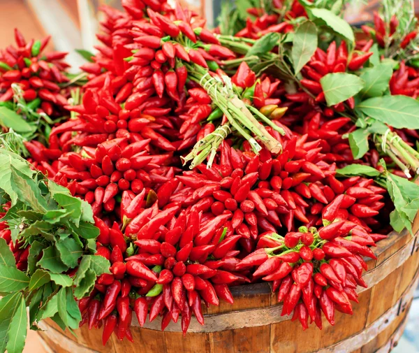 Big bunch of red hot chili peppers — Stock Photo, Image