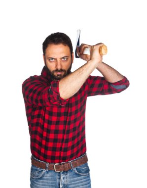 Oduncu ekose gömlek ile