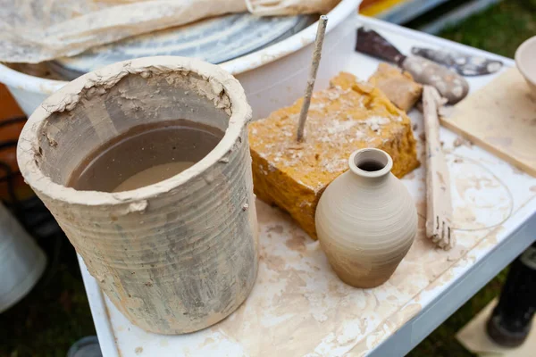 Various Tools Working Clay — Stock Photo, Image