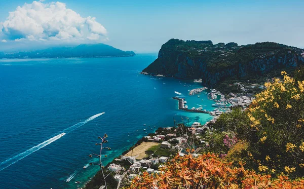 Blick Auf Den Schönen Hafen Marina Grande Von Oben Insel — Stockfoto