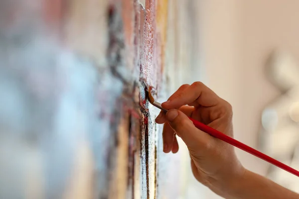 Detail Van Borstel Een Schilderij Doek — Stockfoto