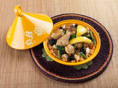 Tajine, moroccan chicken with lemon confit clipart