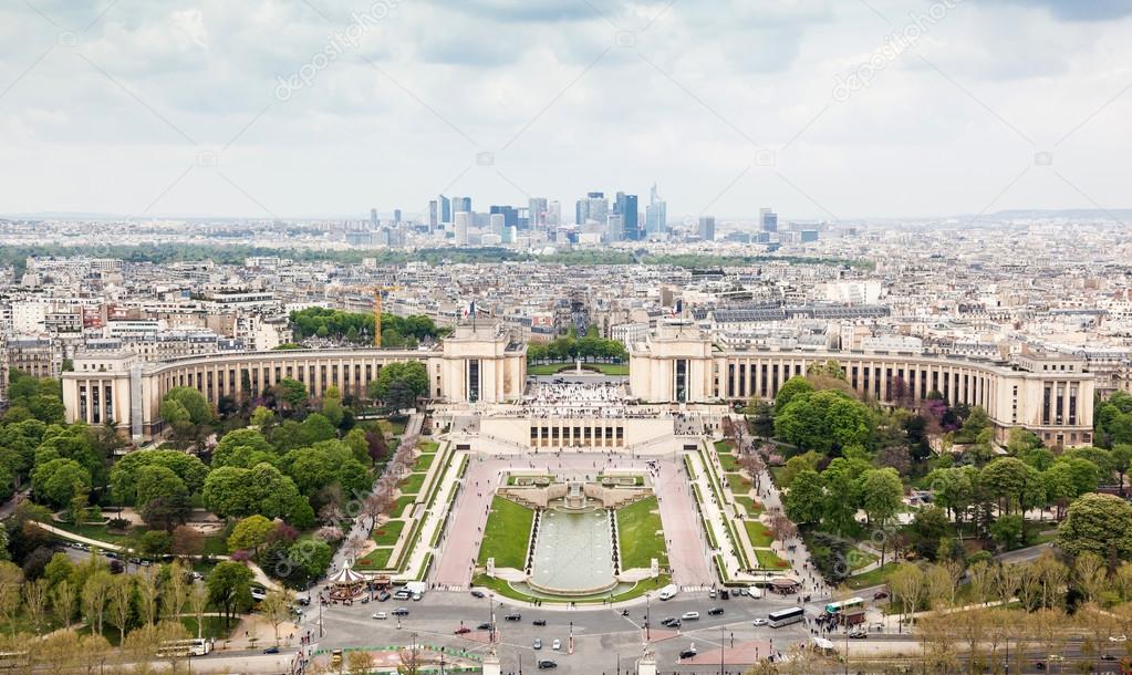 Panorama of Paris, the Trocadero and La Defense.