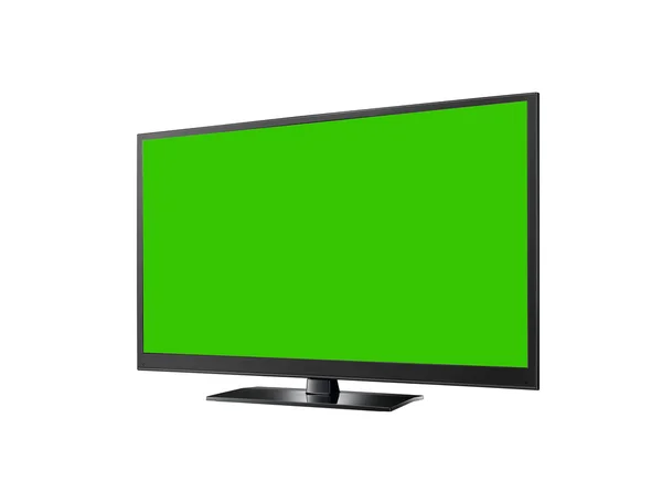 TV z zielony ekran płaski szeroki — Zdjęcie stockowe