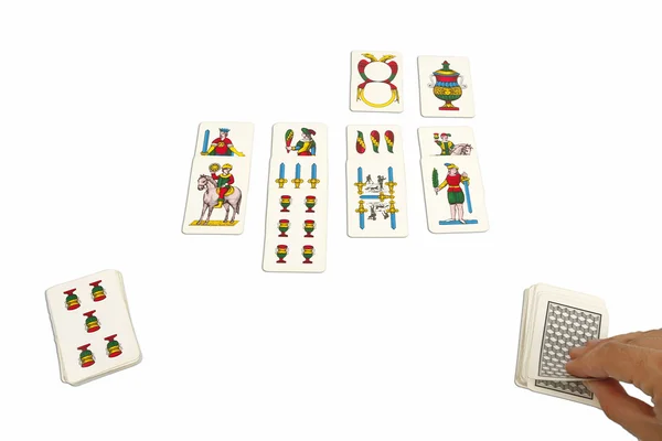 Gioco di carte con carte napoletane . — Foto Stock