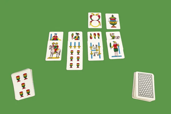 Kortspel med napolitansk kort. — Stockfoto