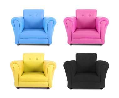 Four armchairs with the colors of four-color process clipart