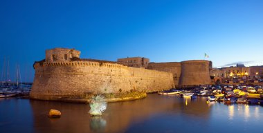 Angevin Castle of Gallipoli by night clipart