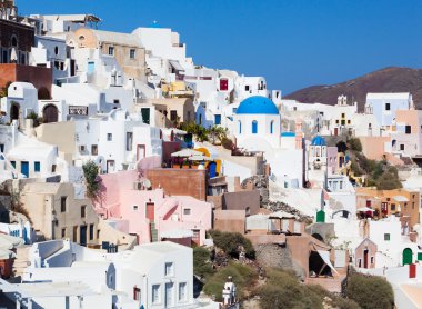 Oia Köyü, Santorini Adası görüntülemek.
