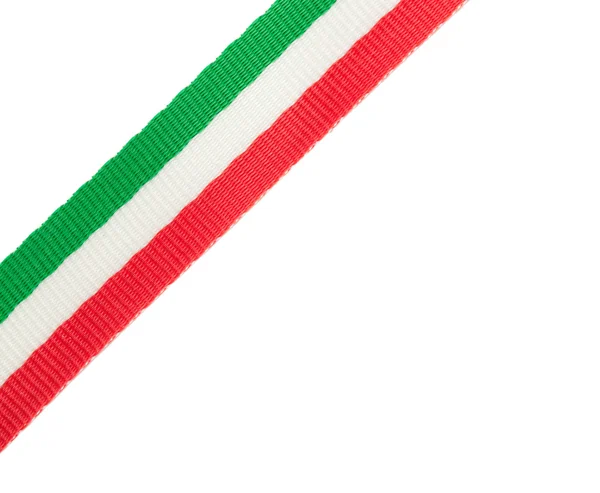 Tricolor wstążki włoskiej flagi umieszczony w rogu — Zdjęcie stockowe