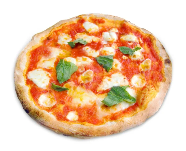 Pizza margherita op witte achtergrond — Stockfoto