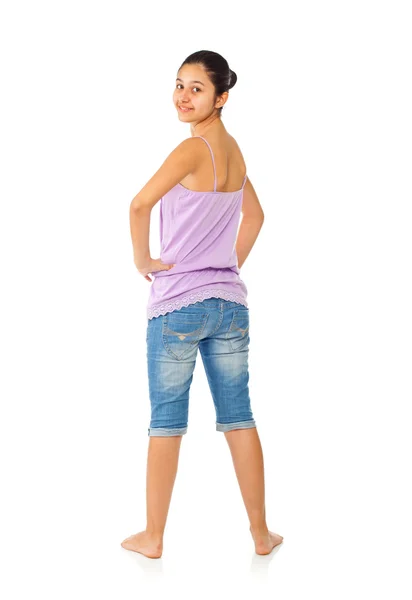 Teenie-Mädchen mit Blue Jeans und Tank Top — Stockfoto