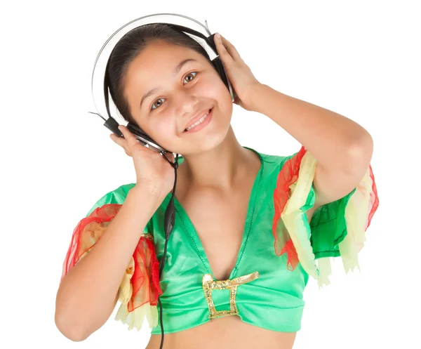 Teenage girl dancing with headphones — Stock Photo, Image