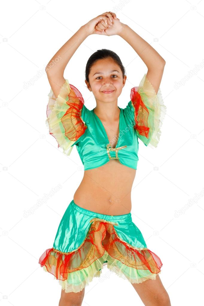 Girl dancing with Latin American clothing