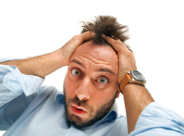 Stressed man tear his hair out — Stock Photo, Image